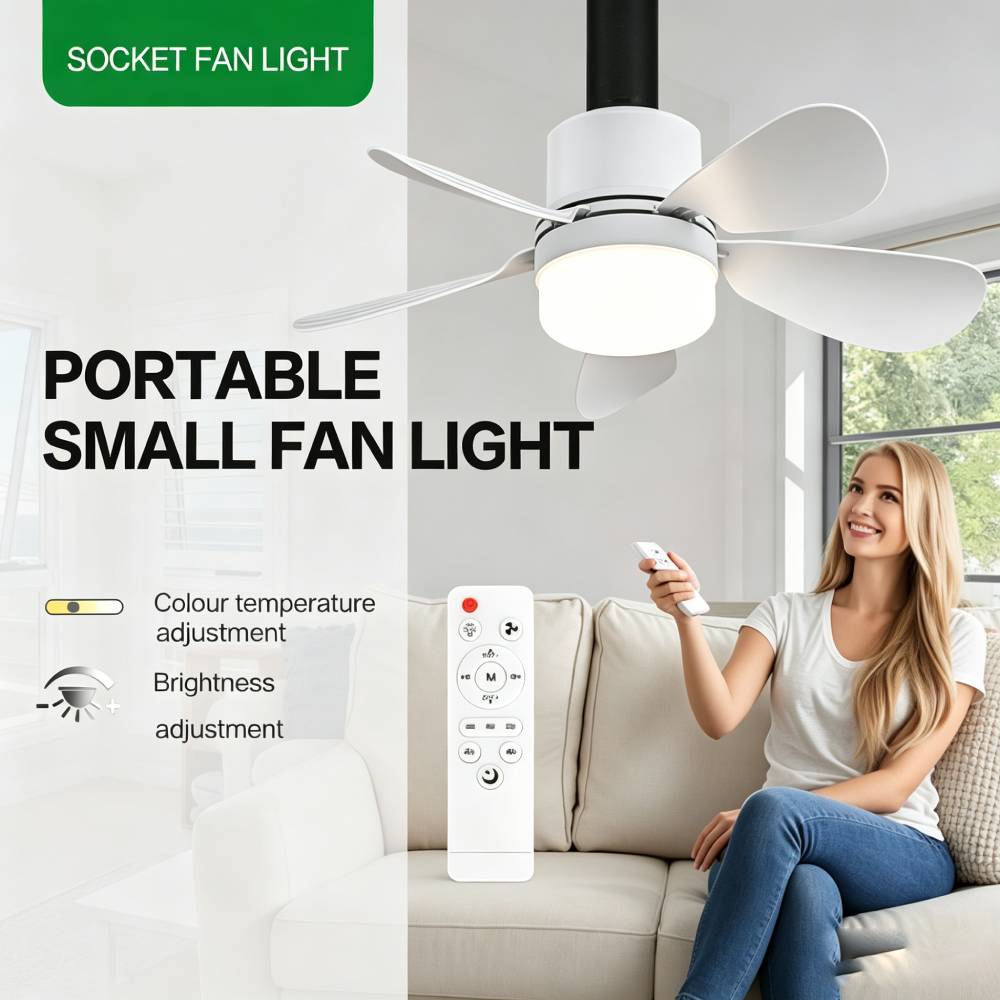 Home Lighting And Decor - Socket Fan Light with Remote, Small