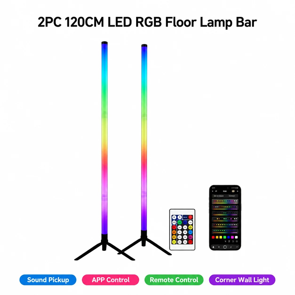 2 Pack RGB LED Corner Floor La - огляд і ціна Lighting Decoration In Bedroom