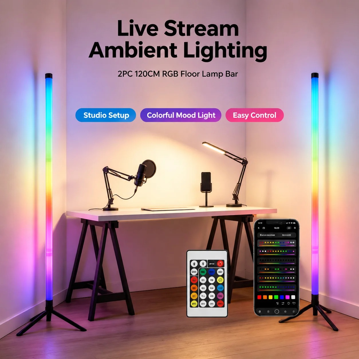 2 Pack RGB LED Corner Floor La - огляд і ціна Lighting Decoration In Bedroom