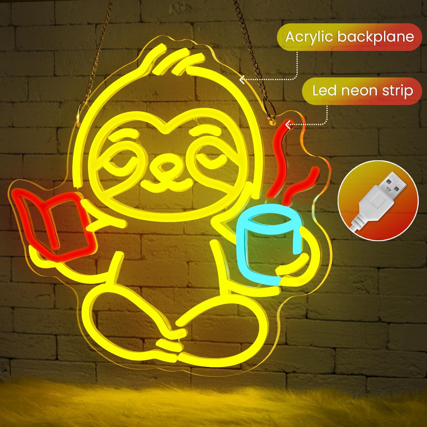 Sloth Neon Sign USB Dimmable L - огляд і ціна Home Lighting And Decor