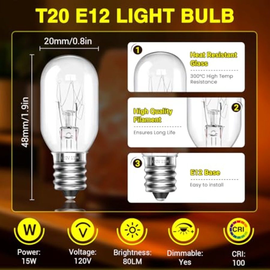 E12 T20 Salt Lamp Bulbs 15W 12 - огляд і ціна Himalayan Salt Lamp